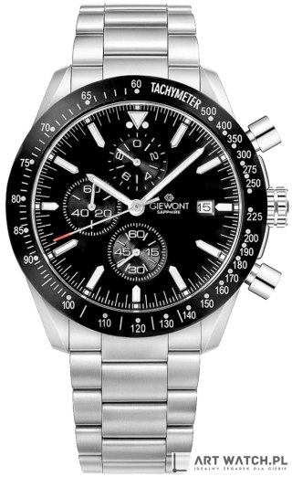 Zegarek Męski Giewont Chronograph Sapphire Srebrno Czarny GW8720-B2