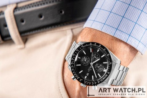Zegarek Męski Giewont Chronograph Sapphire Srebrno Czarny GW8720-B2