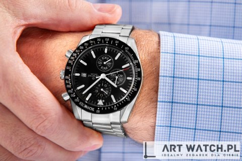 Zegarek Męski Giewont Chronograph Sapphire Srebrno Czarny GW8720-B2