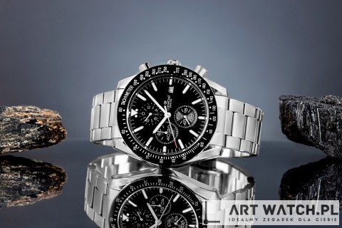 Zegarek Męski Giewont Chronograph Sapphire Srebrno Czarny GW8720-B2