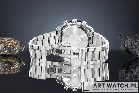 Zegarek Męski Giewont Chronograph Sapphire Srebrno Czarny GW8720-B2