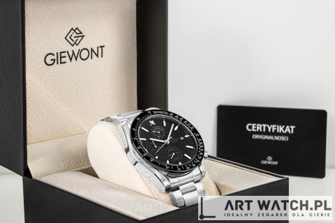 Zegarek Męski Giewont Chronograph Sapphire Srebrno Czarny GW8720-B2