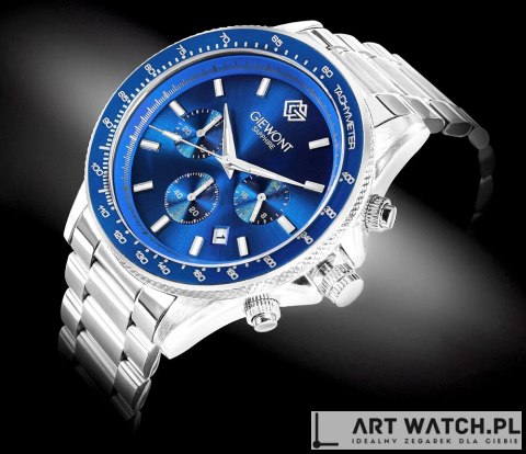 Zegarek Męski Giewont Chronograph Sapphire Srebrno Niebieski GW3520-B3