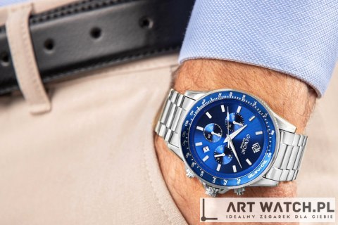 Zegarek Męski Giewont Chronograph Sapphire Srebrno Niebieski GW3520-B3