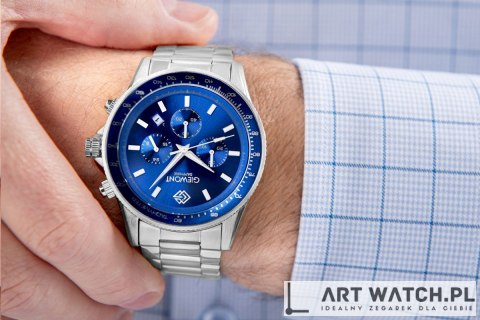 Zegarek Męski Giewont Chronograph Sapphire Srebrno Niebieski GW3520-B3