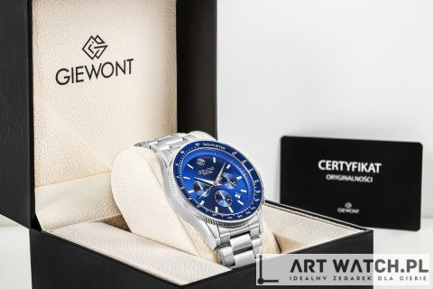 Zegarek Męski Giewont Chronograph Sapphire Srebrno Niebieski GW3520-B3