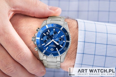 Zegarek Męski Giewont Chronograph Sapphire Srebrno Niebieski GW3970-B3