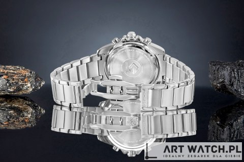 Zegarek Męski Giewont Chronograph Sapphire Srebrno Niebieski GW3970-B3