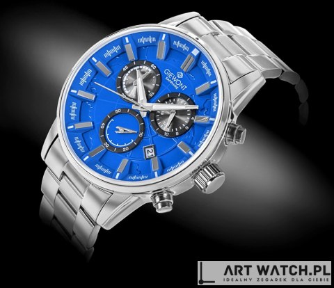 Zegarek Męski Giewont Chronograph Sapphire Srebrno Niebieski GW4580-B3