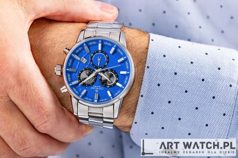 Zegarek Męski Giewont Chronograph Sapphire Srebrno Niebieski GW4580-B3