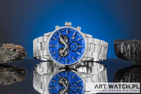 Zegarek Męski Giewont Chronograph Sapphire Srebrno Niebieski GW4580-B3