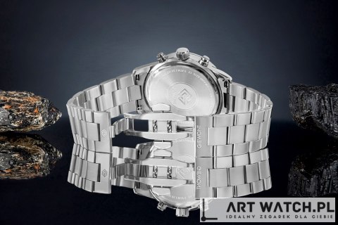 Zegarek Męski Giewont Chronograph Sapphire Srebrno Niebieski GW4580-B3