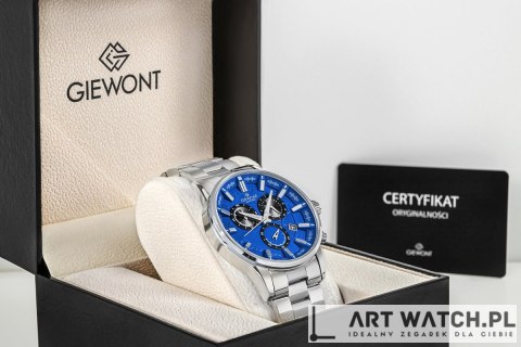 Zegarek Męski Giewont Chronograph Sapphire Srebrno Niebieski GW4580-B3