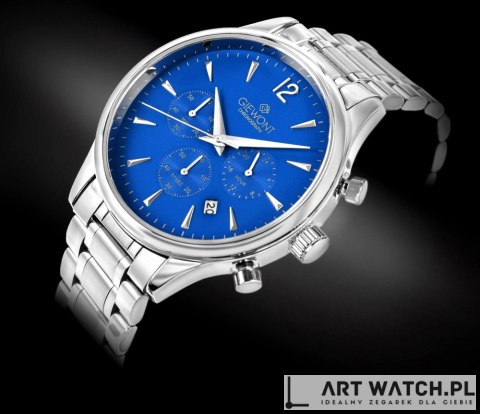 Zegarek Męski Giewont Chronograph Sapphire Srebrno Niebieski GW6310-B3