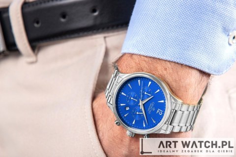 Zegarek Męski Giewont Chronograph Sapphire Srebrno Niebieski GW6310-B3