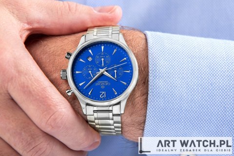 Zegarek Męski Giewont Chronograph Sapphire Srebrno Niebieski GW6310-B3
