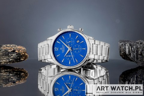 Zegarek Męski Giewont Chronograph Sapphire Srebrno Niebieski GW6310-B3