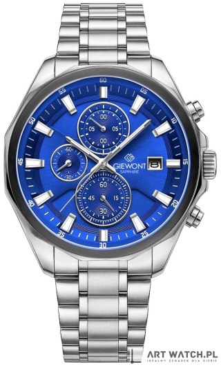 Zegarek Męski Giewont Chronograph Sapphire Srebrno Niebieski GW7290-B3