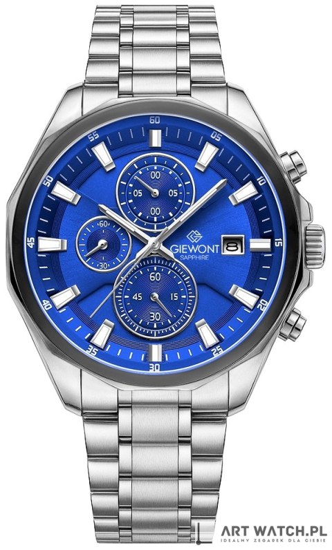 Zegarek Męski Giewont Chronograph Sapphire Srebrno Niebieski GW7290-B3