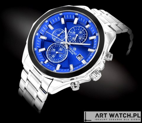Zegarek Męski Giewont Chronograph Sapphire Srebrno Niebieski GW7290-B3