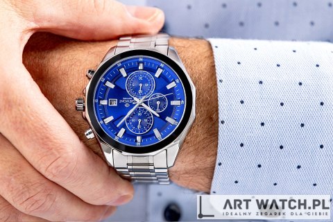 Zegarek Męski Giewont Chronograph Sapphire Srebrno Niebieski GW7290-B3