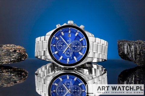 Zegarek Męski Giewont Chronograph Sapphire Srebrno Niebieski GW7290-B3