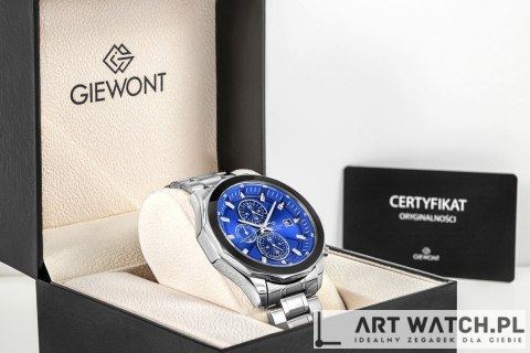 Zegarek Męski Giewont Chronograph Sapphire Srebrno Niebieski GW7290-B3