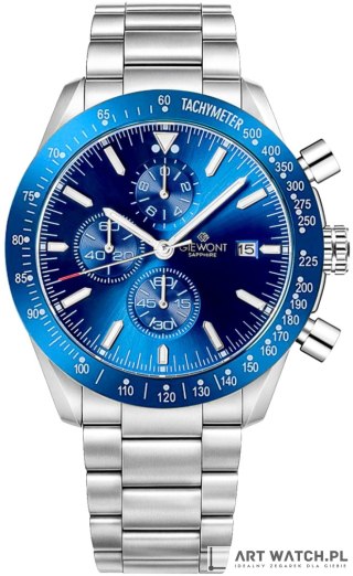 Zegarek Męski Giewont Chronograph Sapphire Srebrno Niebieski GW8720-B3