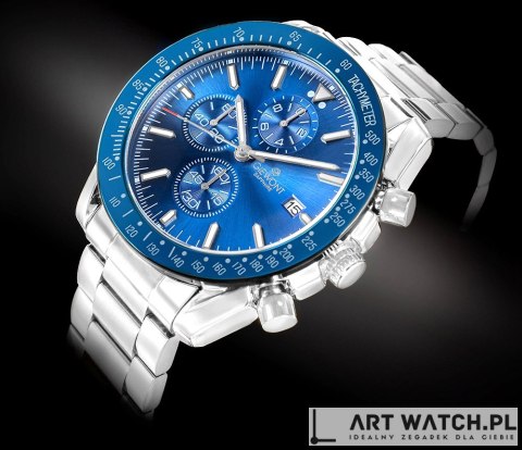 Zegarek Męski Giewont Chronograph Sapphire Srebrno Niebieski GW8720-B3
