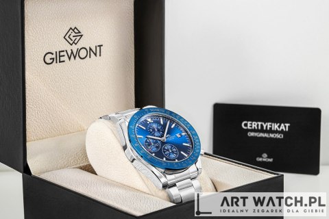 Zegarek Męski Giewont Chronograph Sapphire Srebrno Niebieski GW8720-B3