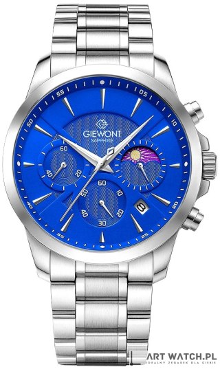 Zegarek Męski Giewont Chronograph Sapphire Srebrno Niebieski GW9460-B3