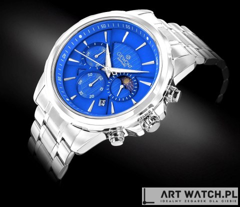 Zegarek Męski Giewont Chronograph Sapphire Srebrno Niebieski GW9460-B3