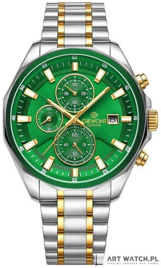 Zegarek Męski Giewont Chronograph Sapphire Srebrno Zielony GW7290-B7