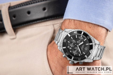 Zegarek Męski Giewont Chronograph Sapphire Srebrny GW3970-B2