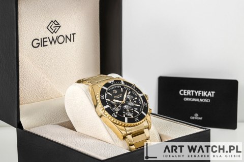Zegarek Męski Giewont Chronograph Sapphire Złoto Czarny GW3970-B7