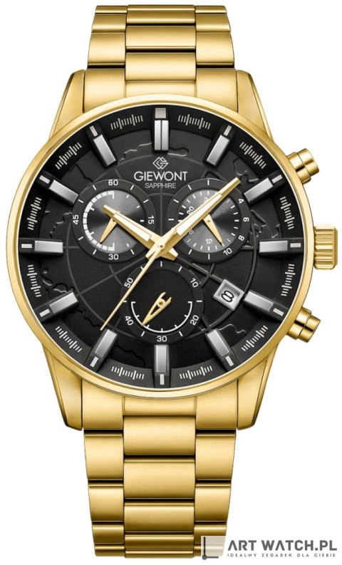 Zegarek Męski Giewont Chronograph Sapphire Złoto Czarny GW4580-B4
