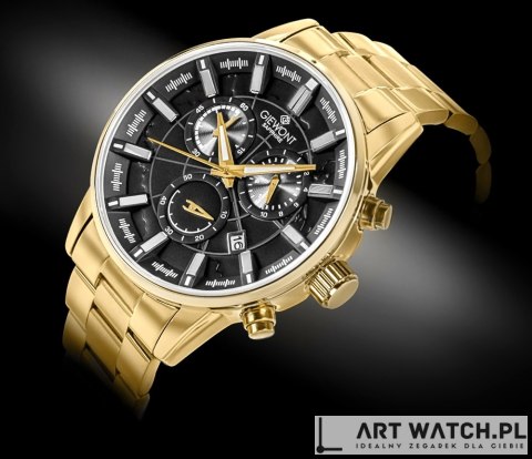 Zegarek Męski Giewont Chronograph Sapphire Złoto Czarny GW4580-B4