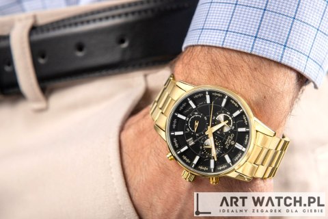 Zegarek Męski Giewont Chronograph Sapphire Złoto Czarny GW4580-B4