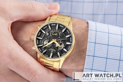Zegarek Męski Giewont Chronograph Sapphire Złoto Czarny GW4580-B4