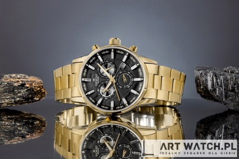 Zegarek Męski Giewont Chronograph Sapphire Złoto Czarny GW4580-B4