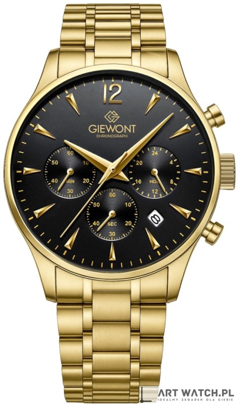 Zegarek Męski Giewont Chronograph Sapphire Złoto Czarny GW6310-B4