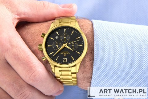Zegarek Męski Giewont Chronograph Sapphire Złoto Czarny GW6310-B4