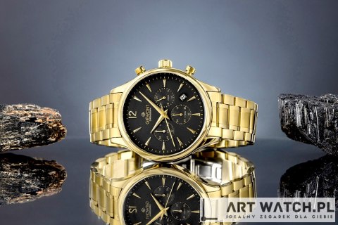 Zegarek Męski Giewont Chronograph Sapphire Złoto Czarny GW6310-B4