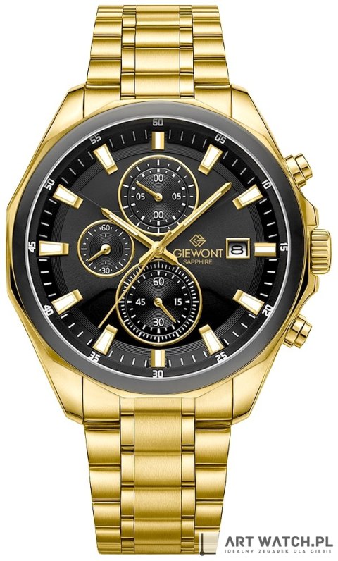 Zegarek Męski Giewont Chronograph Sapphire Złoto Czarny GW7290-B4