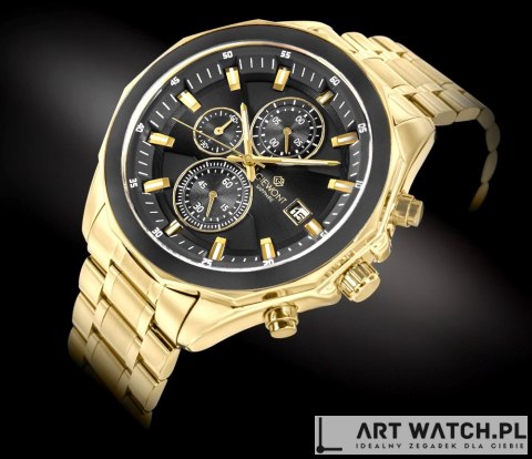 Zegarek Męski Giewont Chronograph Sapphire Złoto Czarny GW7290-B4