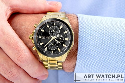Zegarek Męski Giewont Chronograph Sapphire Złoto Czarny GW7290-B4