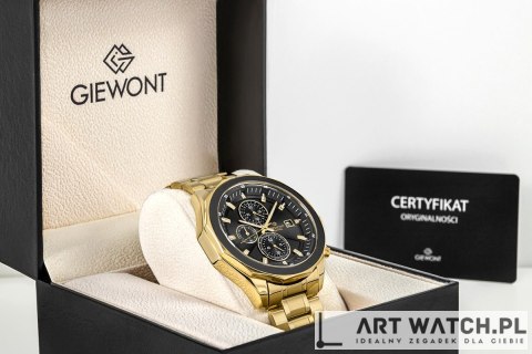Zegarek Męski Giewont Chronograph Sapphire Złoto Czarny GW7290-B4