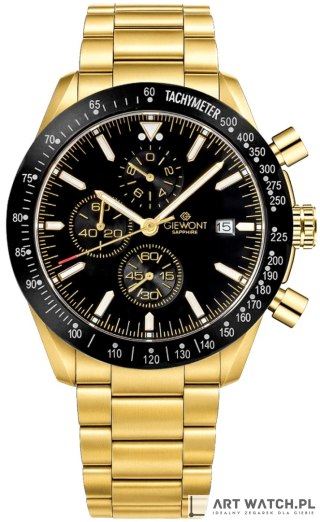 Zegarek Męski Giewont Chronograph Sapphire Złoto Czarny GW8720-B4