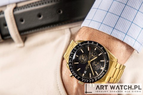 Zegarek Męski Giewont Chronograph Sapphire Złoto Czarny GW8720-B4