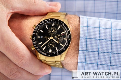 Zegarek Męski Giewont Chronograph Sapphire Złoto Czarny GW8720-B4